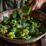 Dolmades: Soaking grape vines