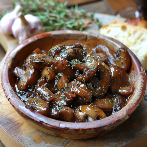 Cretan Mushrooms Cooked in a Red Wine Sauce