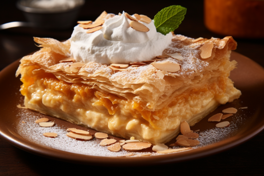 Delicious Bougatsa With Pumpkin Whipped Cream