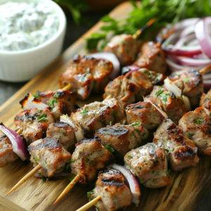 Souvlaki Skewers with Tzatziki Sauce