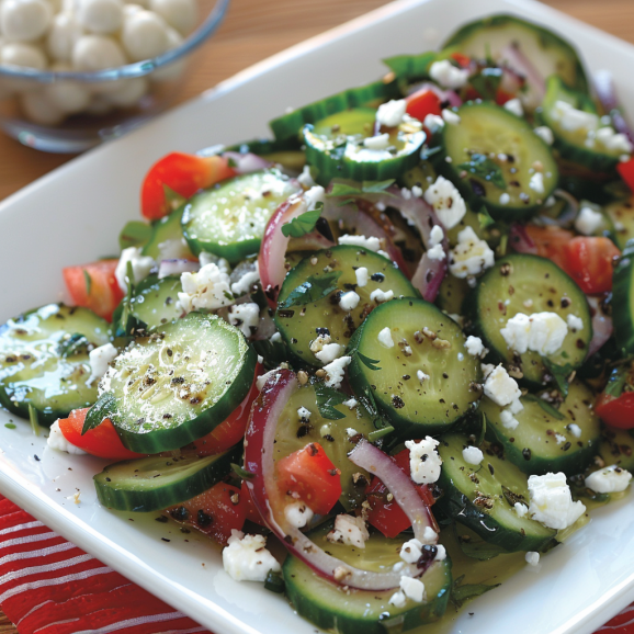 cucumber Greek salad dish, Greek salad dressing 